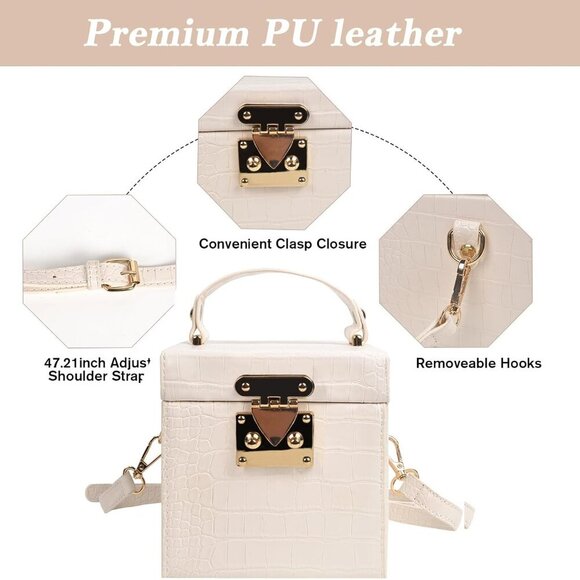 Brand New Cube White PU Handbag Crossbody Clutch - Picture 4 of 6